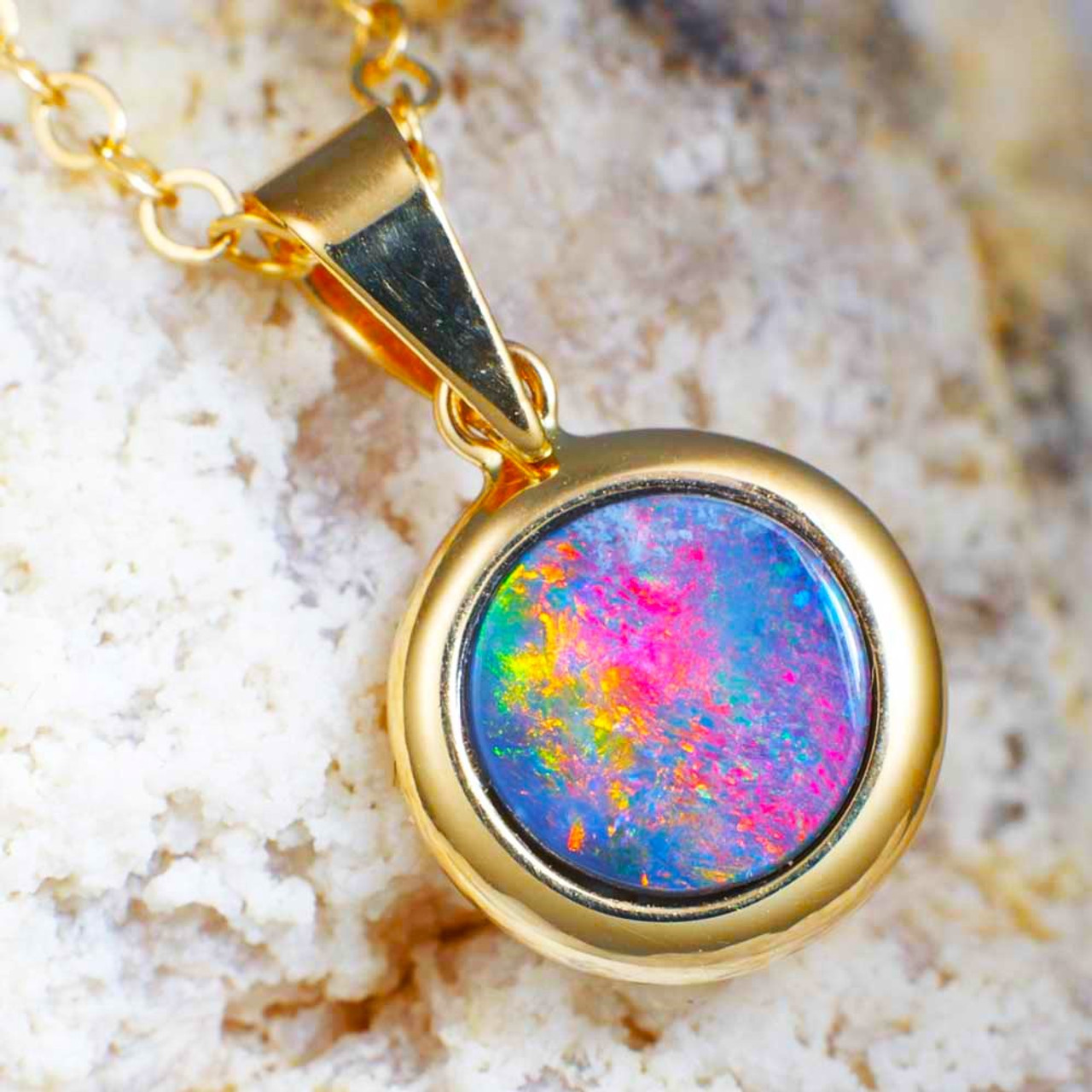 22k Gold Frame Free Form Australian Opal Pendant On Opal Beads - David  Tishbi Jewelry